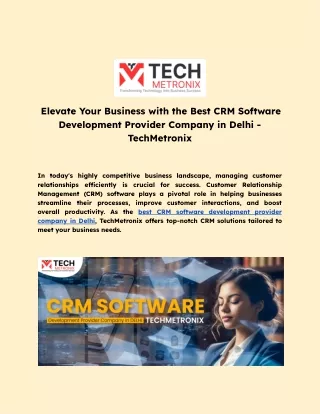 Best CRM Software Development Provider Company in Delhi - TechMetronix