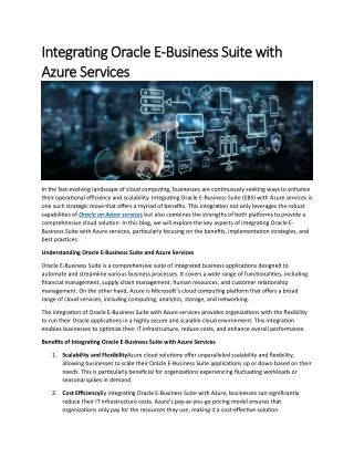 Integrating Oracle E-Business Suite with Azure Services