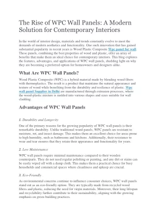 The Rise of WPC Wall Panels