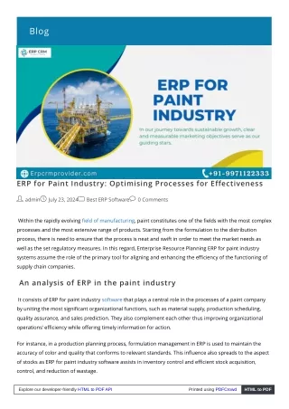 "Optimizing Paint Industry Processes: The Role of ERP Systems"