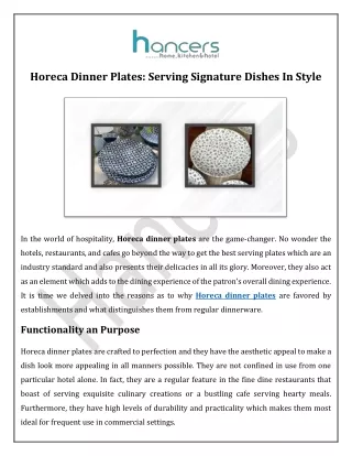 Horeca Dinner Plates Serving Signature Dishes in style