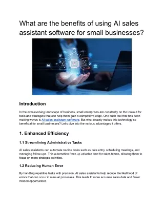 What are the benefits of using AI sales assistant software for small businesses