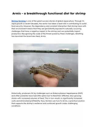 Armis - a breakthrough functional diet for shrimp (SK)