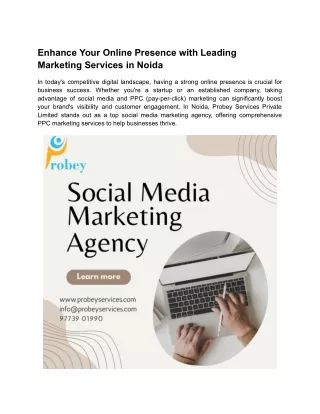Enhance Your Online Presence with Leading Marketing Services in Noida