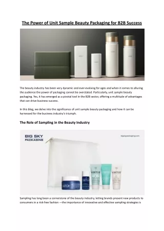 The Power of Unit Sample Beauty Packaging for B2B Success