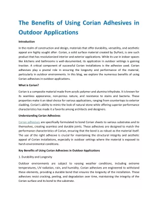 The Benefits of Using Corian Adhesives in Outdoor Applications