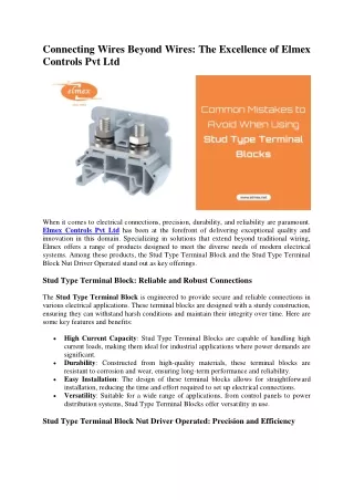 Connecting Wires Beyond Wires: The Excellence of Elmex Controls Pvt Ltd