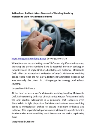 Refined and Radiant: Mens Moissanite Wedding Bands by Moissanite Craft