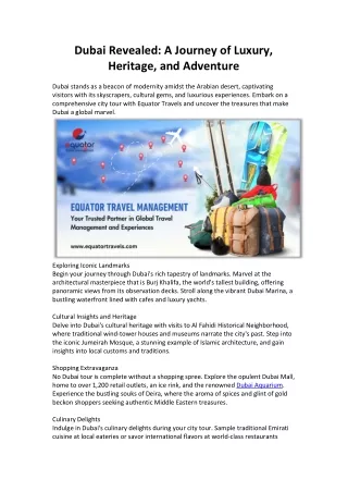 Dubai Revealed: A Journey of Luxury - Ultimate Dubai Travel Guide 2024