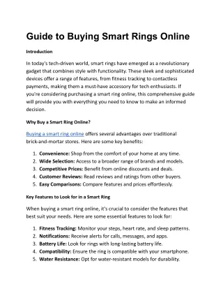 Guide to Buying Smart Rings Online