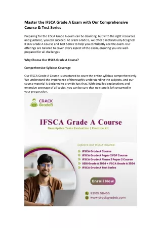 Master the IFSCA Grade A Exam with Our Comprehensive Course & Test Series