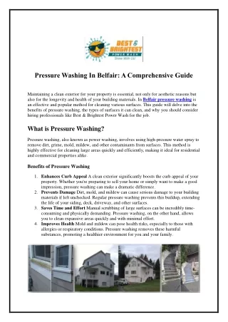 Pressure Washing In Belfair A Comprehensive Guide