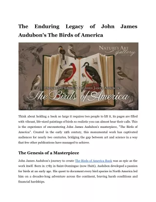 The Enduring Legacy of John James Audubon's The Birds of America