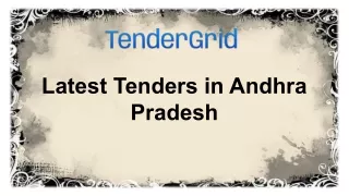 Latest Tenders in Andhra Pradesh