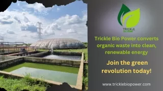 Turn waste into electricity with Trickle Bio Power's biogas production.