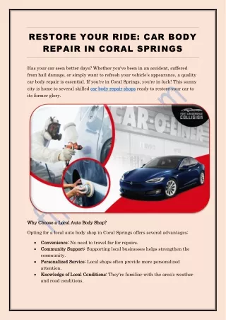 Restore Your Ride Car Body Repair in Coral Springs