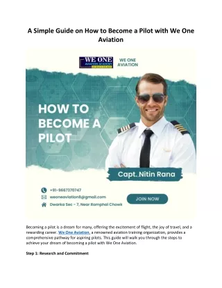 A Simple Guide on How to Become a Pilot with We One Aviation