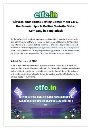 Sports Betting Website Maker Company in Bangladesh