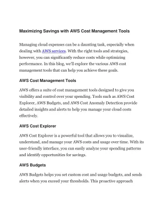 Maximizing Savings with AWS Cost Management Tools