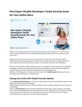 How Expert Shopify Developers Tackle Security Issues for Your Online Store