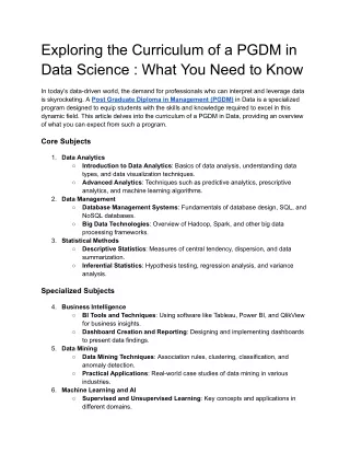 Exploring the Curriculum of a PGDM in Data Science _ What You Need to Know