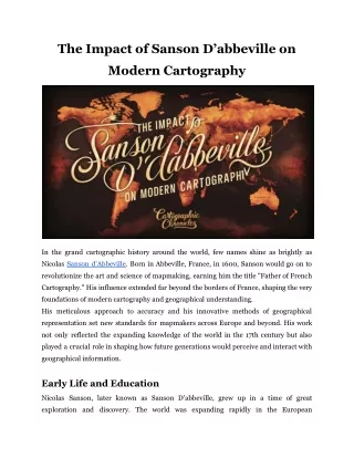 The Impact of Sanson D'abbeville on Modern Cartography