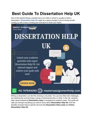 Best Guide To Dissertation Help UK