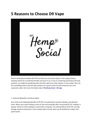 The Hemp Social - d9 disposable vape