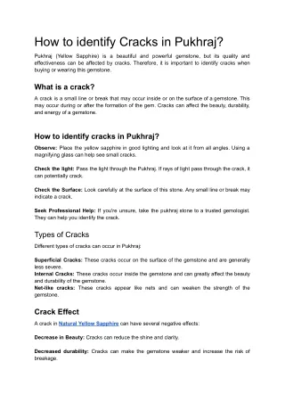 How to identify Cracks in Pukhraj