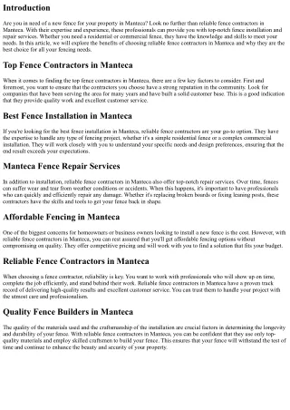 Why Choose Reliable Fence Contractors in Manteca?