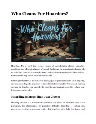 Who Cleans For Hoarders?