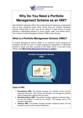 Why Do You Need a Portfolio Management Scheme as a