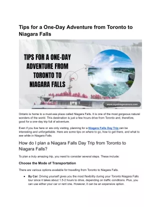 Toronto to Niagara Falls_ Your Ultimate One-Day Travel Guide