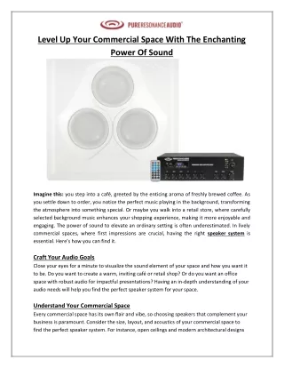 Pure Resonance Audio - Level Up Your Commercial Space With The Enchanting Power Of Sound