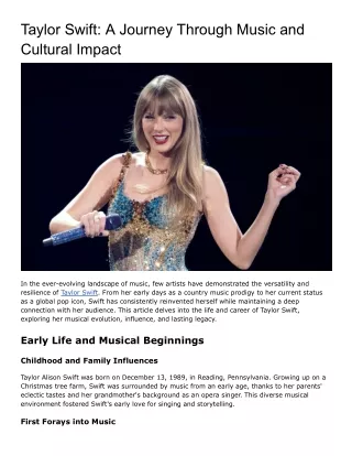 Taylor Swift: Biography, Achievements, and Influence