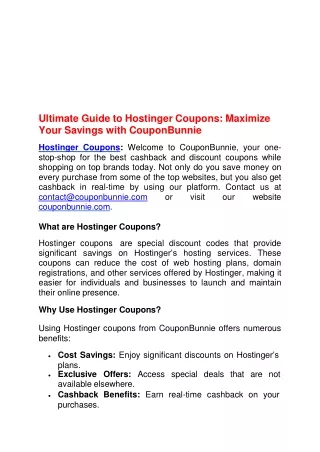 Ultimate Guide to Hostinger Coupons Maximize Your Savings with CouponBunnie