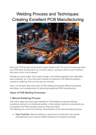 PCB Manufacturing Excellence Through Welding Processes and Techniques