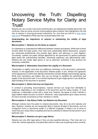 Uncovering the Truth: Dispelling Notary Service Myths for Clarity and Trust!