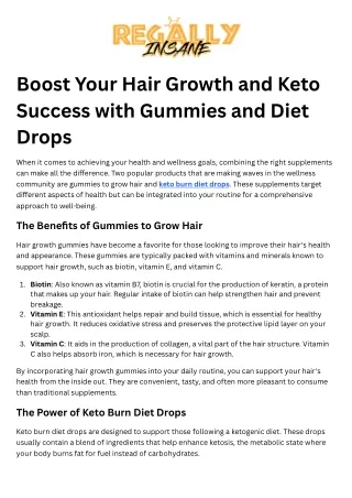 Boost Your Hair Growth and Keto Success with Gummies and Diet Drops