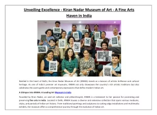 Unveiling Excellence - Kiran Nadar Museum of Art - A Fine Arts Haven in India