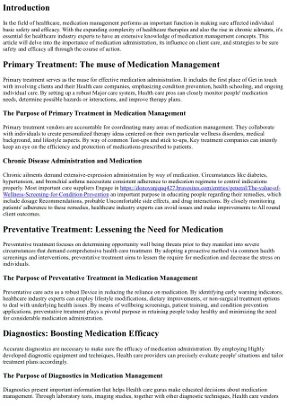 Medication Administration: Making certain Individual Security and Efficacy