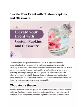 Elevate Your Event with Custom Napkins and Glassware