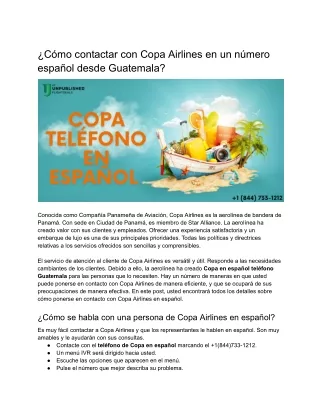 ¿Cómo contactar con Copa Airlines en un número español desde Guatemala