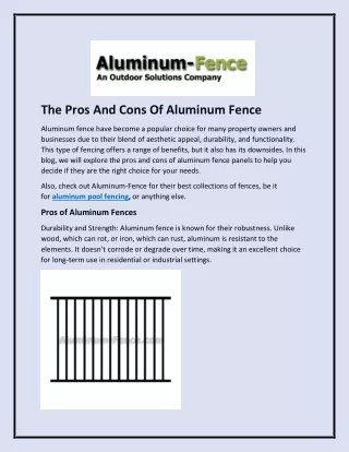 The Pros And Cons Of Aluminum Fence