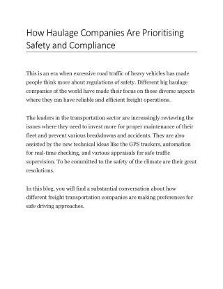 How Haulage Companies Are Prioritising Safety and Compliance