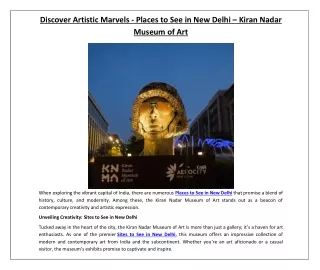 Discover Artistic Marvels - Places to See in New Delhi – Kiran Nadar Museum