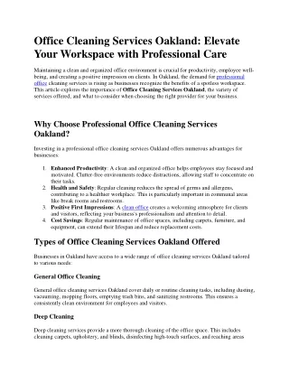 Office Cleaning Services Oakland Elevate Your Workspace with Professional Care