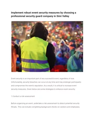 Implement robust event security measures by choosing a professional security guard company in Simi Valley