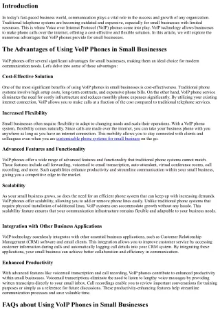 The Advantages of Using VoIP Phones in Small Businesses
