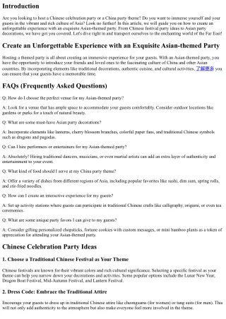 Create an Unforgettable Experience with an Exquisite Asian-themed Party